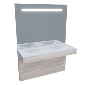Meuble ALTEA 140 cm avec plan double vasque et miroir led Elégance - Cambrian oak