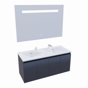 Meuble PROLINE 120 cm avec plan double vasque et miroir Elégance ht80 - Gris anthracite