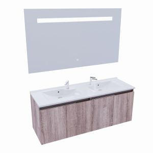 Meuble PROLINE 140 cm avec plan double vasque et miroir Elégance ht80 - Cambrian oak