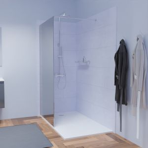 Paroi de douche miroir 100 cm x 200 cm MAORA verre securit 8 mm anticalcaire