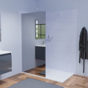 Paroi de douche miroir 100 cm x 200 cm MAORA verre securit 8 mm anticalcaire