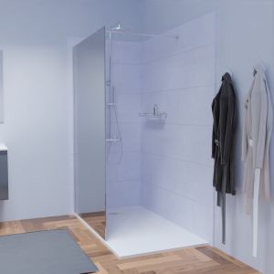 Paroi de douche miroir 120 cm x 200 cm MAORA verre securit 8 mm anticalcaire