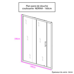 Porte de douche coulissante NERINA 160 cm - 6mm