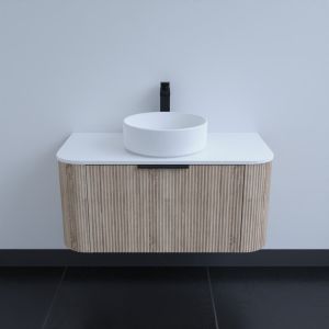 Meuble salle de bain avec vasque à poser VERTIGO 90 cm - Chêne clair