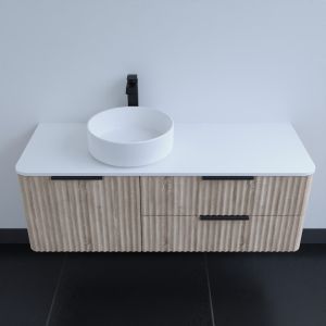 Meuble salle de bain avec vasque à poser VERTIGO 120 cm - Chêne clair