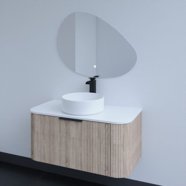 Meuble salle de bain 90 cm ROMY blanc + miroir led 90 cm x 105 cm