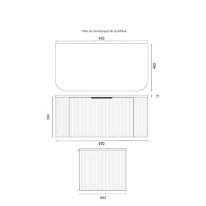 Meuble salle de bain avec vasque à poser VERTIGO 90 cm - Chêne clair