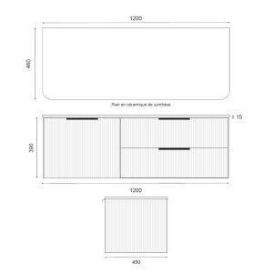 Meuble salle de bain avec vasque à poser VERTIGO 120 cm - Chêne clair