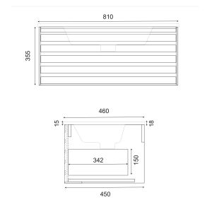 Meuble salle de bain HORIZON 80 cm avec miroir rond Fazzio - Chêne doré et noir