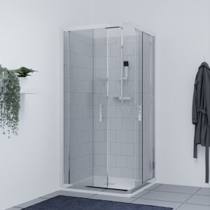 Paroi de douche coulissante 90x90 d'angle NERINA Chromé 