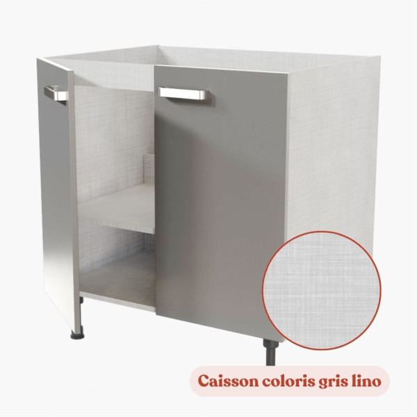 Meuble de cuisine sous évier - 80 cm - Façade coloris gris