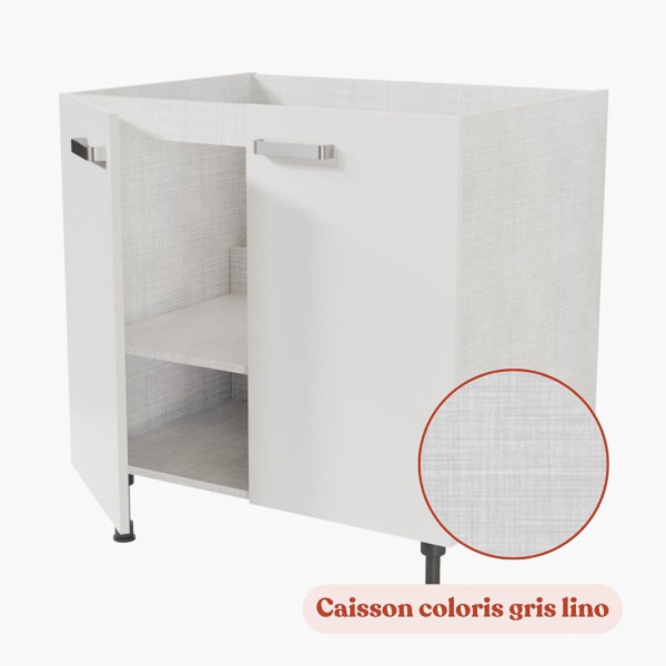 Meuble de cuisine sous évier - 80 cm - Façade coloris blanc