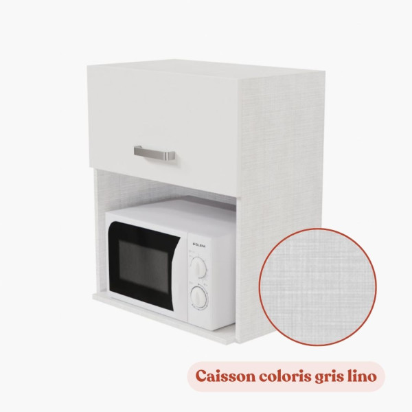 Meuble de cuisine pour micro-ondes - 60 cm - Coloris blanc