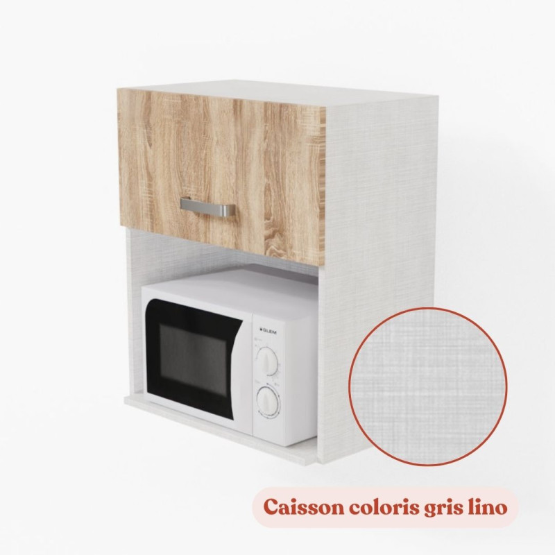 Meuble de cuisine pour micro-ondes - 60 cm - Coloris bois