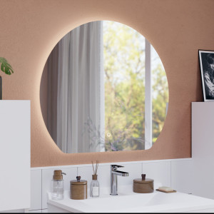 Miroir de salle de bain LED forme demi cercle découpé en bas modèle ECLIPSE 60 cm de largeur
