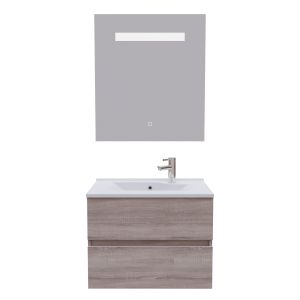 Meuble salle de bain ROSALY 70 cm avec plan vasque et miroir Elégance ht80 - Cambrian Oak 