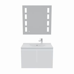 Meuble PROLINE 80 cm avec plan vasque et miroir Prestige - Blanc brillant