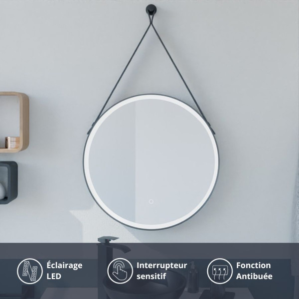 Universal - Idée salle de bains ronde antibrouillard miroir ventouse  puissante salle de bains miroir de douche homme miroir de rasage avec  porte-rasoir