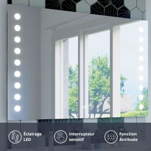 Miroir anti-buée STARLED 120x80 cm - éclairage intégré à LED et interrupteur sensitif
