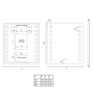 Miroir anti-buée STARLED 120x80 cm - éclairage intégré à LED et interrupteur sensitif