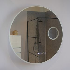 Miroir lumineux rond RONDINARA Ø 80cm - antibuée, horloge et loupe