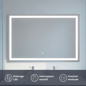 Miroir LED avec antibuée et interrupteur sensitif VISTA 140x80 cm