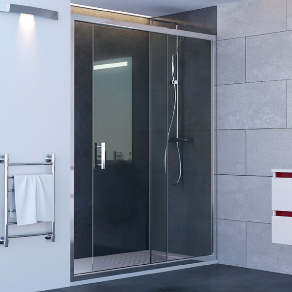 Porte de douche 120cm coulissante chromé, Nerina verre securit 6mm