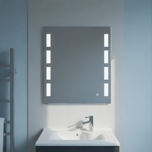 Miroir anti-buée PRESTIGE 70x80 cm - éclairage intégré à LED et interrupteur sensitif