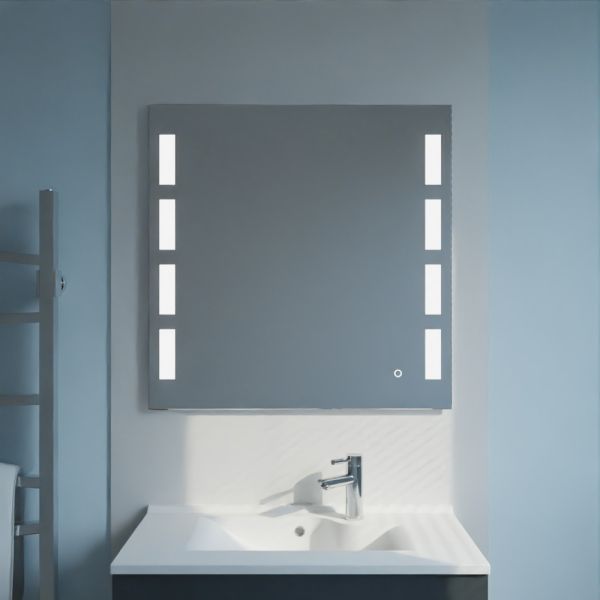 Miroir anti-buée PRESTIGE 80x80 cm - éclairage intégré à LED et interrupteur sensitif