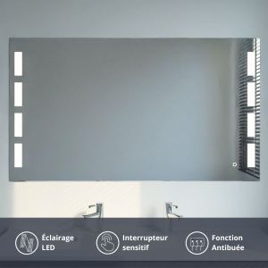 Miroir anti-buée PRESTIGE 140x80 cm - éclairage intégré à LED et interrupteur sensitif