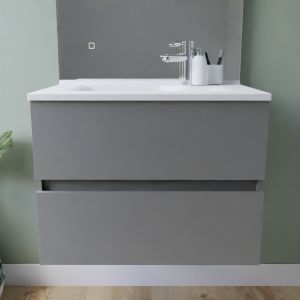 Meuble salle de bain suspendu 70 cm ROSALY INOX Meuble salle de bain suspendu tout inox 70 cm ROSINOX avec plan vasque ROSINOX - Gris clair