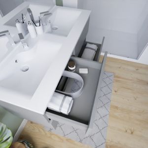 Meuble salle de bain suspendu tout inox 140 cm ROSINOX avec plan vasque ROSINOX - Gris clair