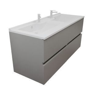 Meuble salle de bain suspendu tout inox 140 cm ROSINOX avec plan vasque ROSINOX - Gris clair