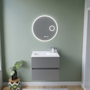 Meuble vasque ROSALY INOX 60 cm + miroir Rondinara Meuble ROSINOX 60 cm avec plan vasque et miroir - Gris clair