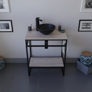 Meuble salle de bain STRUCTURA 70 cm avec vasque à poser noire 