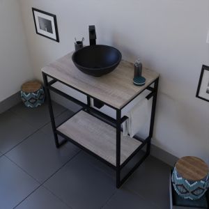 Meuble salle de bain STRUCTURA 70 cm avec vasque à poser noire 