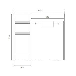 Meuble salle de bain PMR ANDY 90 cm simple vasque déportée couleur blanc et bois cambrian oak