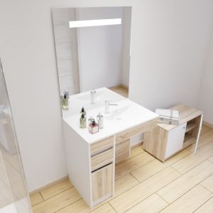 Meuble salle de bain PMR ANDY 90 cm vasque droite et miroir ELEGANCE ht105