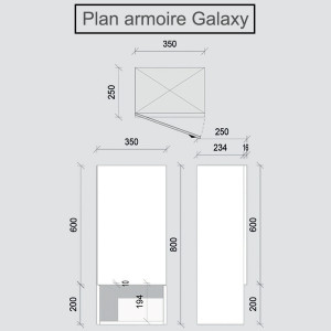 Armoire à suspendre réversible GALAXY - 35x80 cm blanc brillant