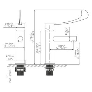 Mitigeur lavabo adapté PMR manette avancée MOBBY chromé 