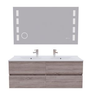 Meuble double vasque 140 cm ROSALY avec miroir Excellence