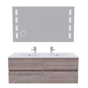 Meuble double vasque 140 cm ROSALY avec miroir Excell Plus