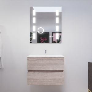 Meuble ROSALY 70 cm avec plan vasque en céramique et miroir Excell Plus - Cambrian Oak Chêne