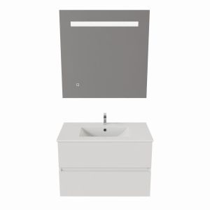 Meuble salle de bain 70 cm ROSALY avec plan vasque et miroir Elégance ht80