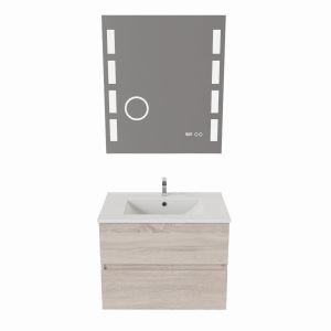 Meuble salle de bain 70 cm ROSALY avec plan vasque et miroir Excell Plus
