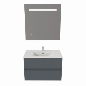 Meuble salle de bain 80 cm ROSALY avec plan vasque et miroir Elégance ht80
