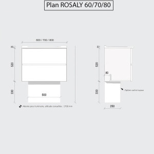 Caisson simple vasque ROSALY 70 - Blanc brillant