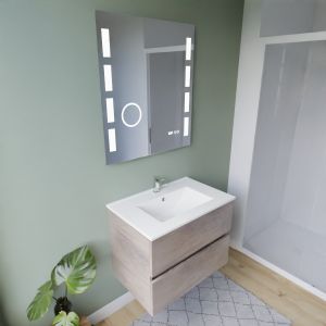 Meuble ROSINOX 70 cm avec plan vasque et miroir Excell Plus - Chêne