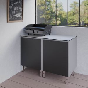 Cuisine d'extérieur en inox, meuble pour plancha 120 cm avec plan de travail KX01 