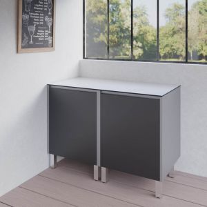 Cuisine d'extérieur en inox, meuble pour plancha 120 cm avec plan de travail KX01 